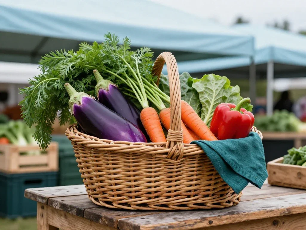 Panier de légumes variés au marché illustrant la diversité des sujets abordés simplement.